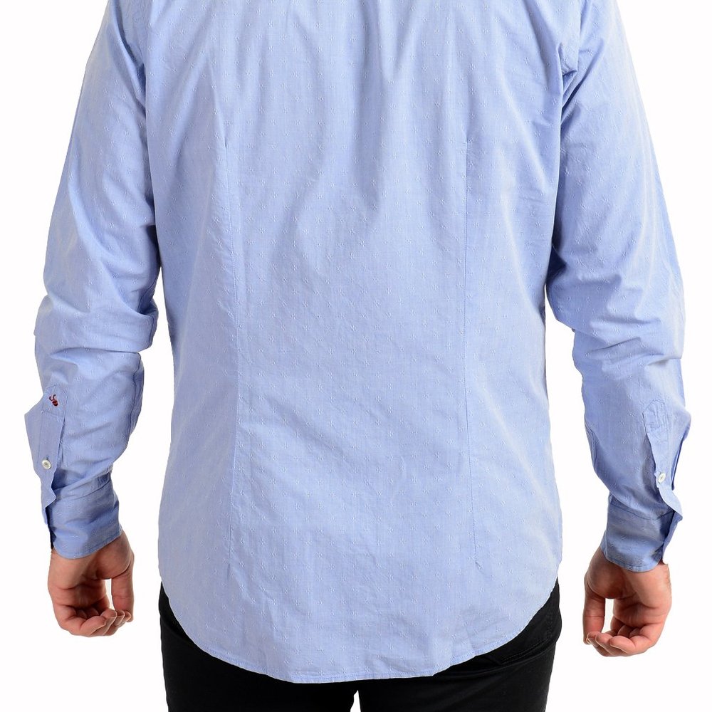 Glanshirt A Slowear Brand Blue Long Sleeve Dress Shirt US 17 IT 43 - Picture 3 of 9